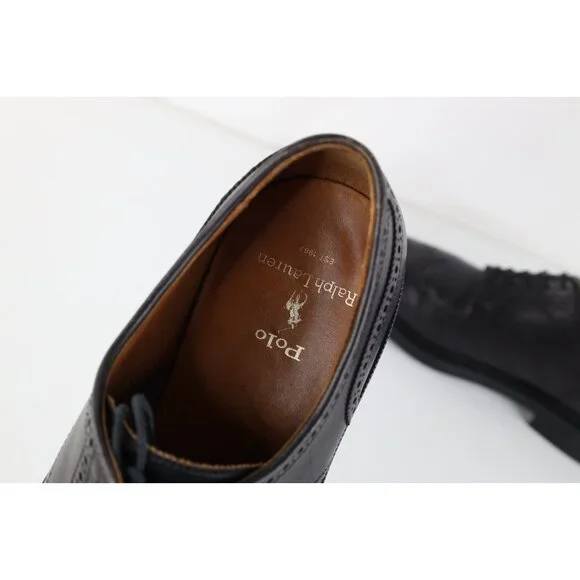 Vintage 90s Ralph Lauren Mens 10 D Leather Oxford Wingtip Dress Shoes Black Vintage 90s Ralph Lauren Mens 10 D Leather Oxford Wingtip  main image 4
